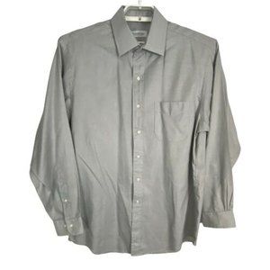 Brooks Brothers Mens Shirt Button Up Size 16 1/2-34/35 Gray Long Sleeve Pocket